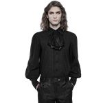 Chemise à Jabot 'Lovecraft' Noire avec Manches Bouffantes