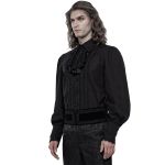 Chemise à Jabot 'Lovecraft' Noire avec Manches Bouffantes