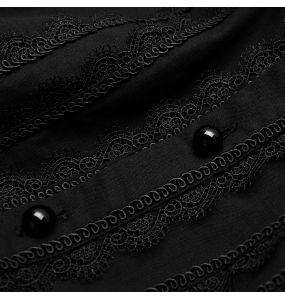 Chemise à Jabot 'Lovecraft' Noire avec Manches Bouffantes