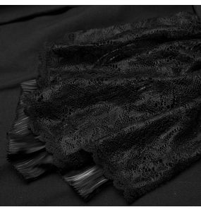 Chemise à Jabot 'Lovecraft' Noire avec Manches Bouffantes