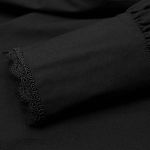 Chemise à Jabot 'Lovecraft' Noire avec Manches Bouffantes