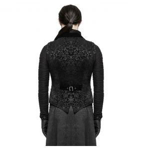 Gilet Victorien 'Gothic Regent' en Brocart Noir