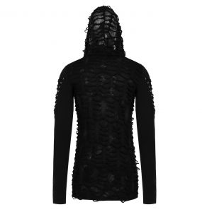 Black Hooded 'Destruction Unit' Long Sleeves Sweater