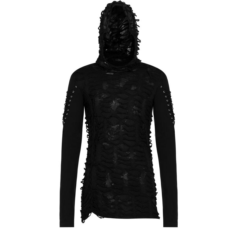 Black Hooded 'Destruction Unit' Sweater by Punk Rave • the dark store™