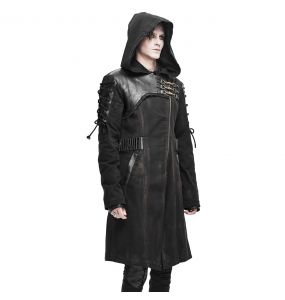 Black 'Creed' Hooded Long Jacket