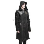 Black 'Creed' Hooded Long Jacket
