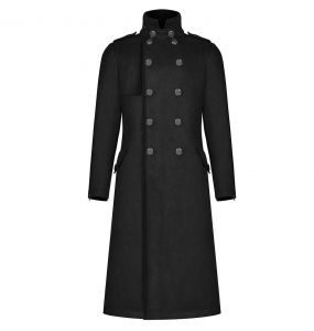 Black 'Gotham' Military Style Coat