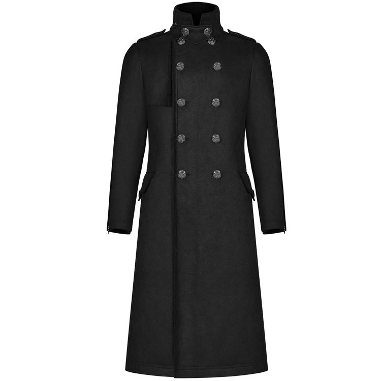 Black 'Gotham' Military Style Men's Coat by Punk Rave • the dark store™