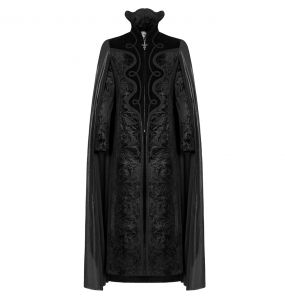 Long Manteau Cape Gothique 'Vampyr' Noir