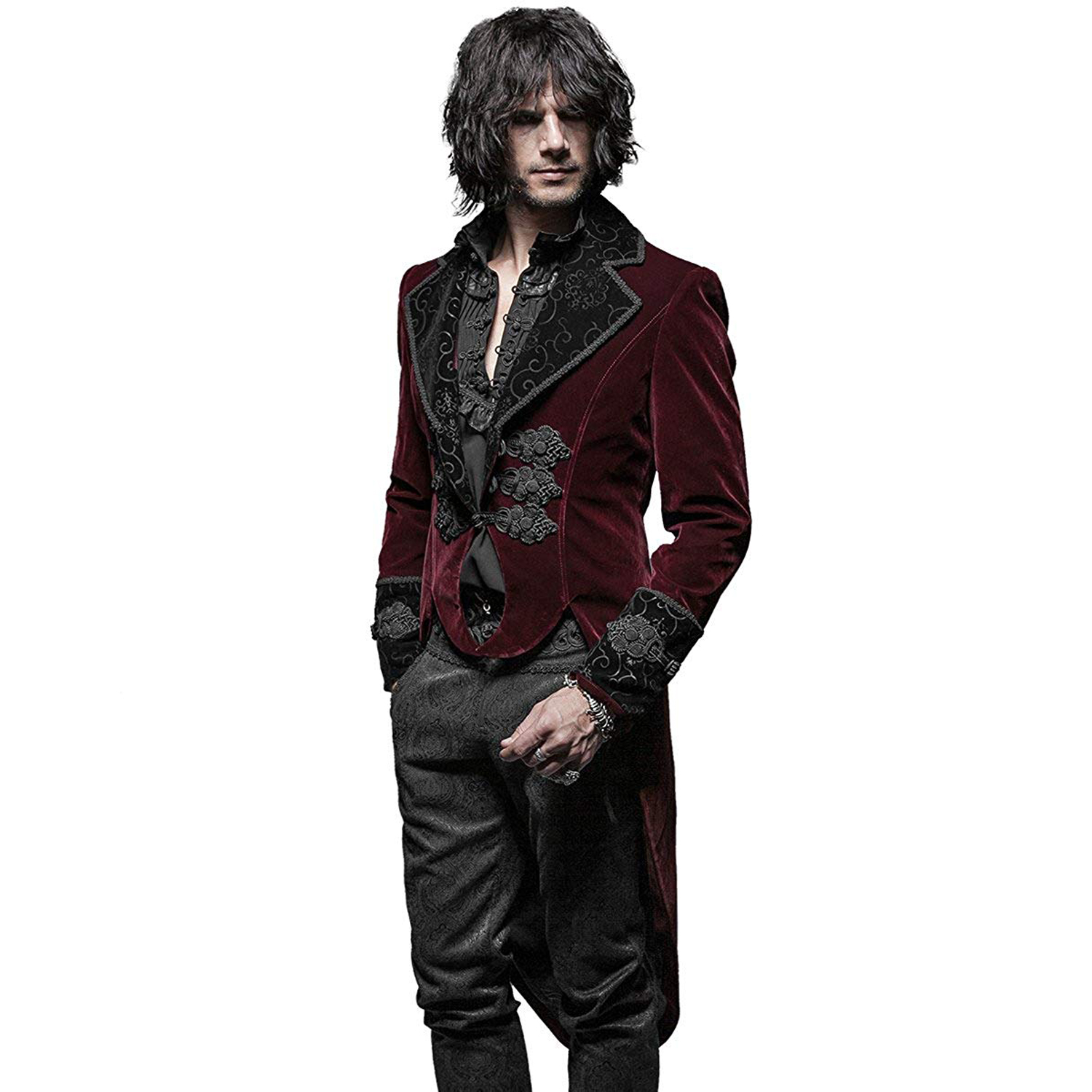 Veste Médiévale Steampunk Homme - Style Victorian, Col Mandarin, Manches Longues Avec Boutons | Pour Cosplay, Halloween, Soirée à Thème (Polyester)