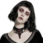 Black and Red 'Cyrielle' Goth Gem Necklace