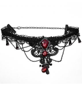 Black and Red 'Cyrielle' Goth Gem Necklace