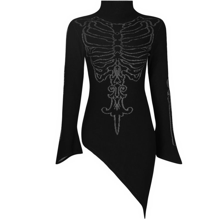 Black Asymmetric 'Rib Cage' Top