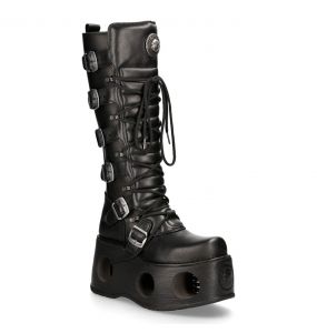Black Itali and Nomada Leather New Rock Metallic High Platform Boots