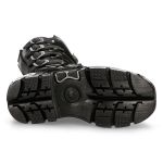 Bottes Hautes Coquées New Rock Metallic en Cuir Noir