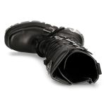 Bottes Hautes Coquées New Rock Metallic en Cuir Noir