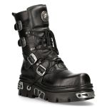 Black Leather Reactor New Rock Metallic Boots