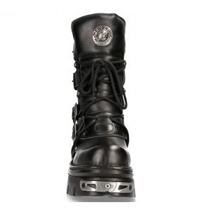 Bottes New Rock Metallic Reactor en Cuir Noir