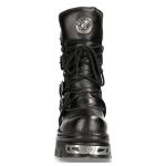 Black Leather Reactor New Rock Metallic Boots