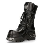 Bottes New Rock Metallic Reactor en Cuir Noir