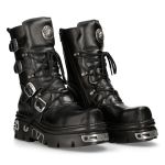 Black Leather Reactor New Rock Metallic Boots