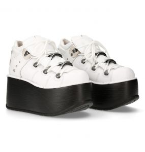 White Leather New Rock Marte Platform Shoes