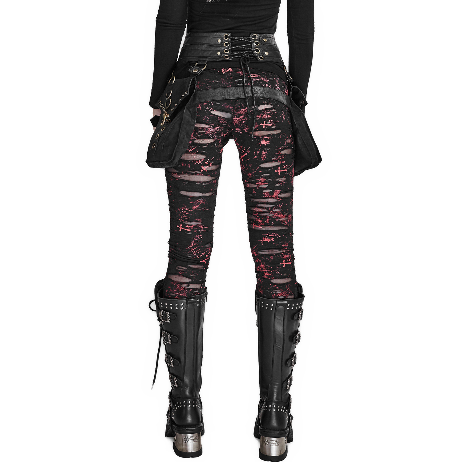 Red 'Ripped Off' Leggings by Punk Rave • the dark store™