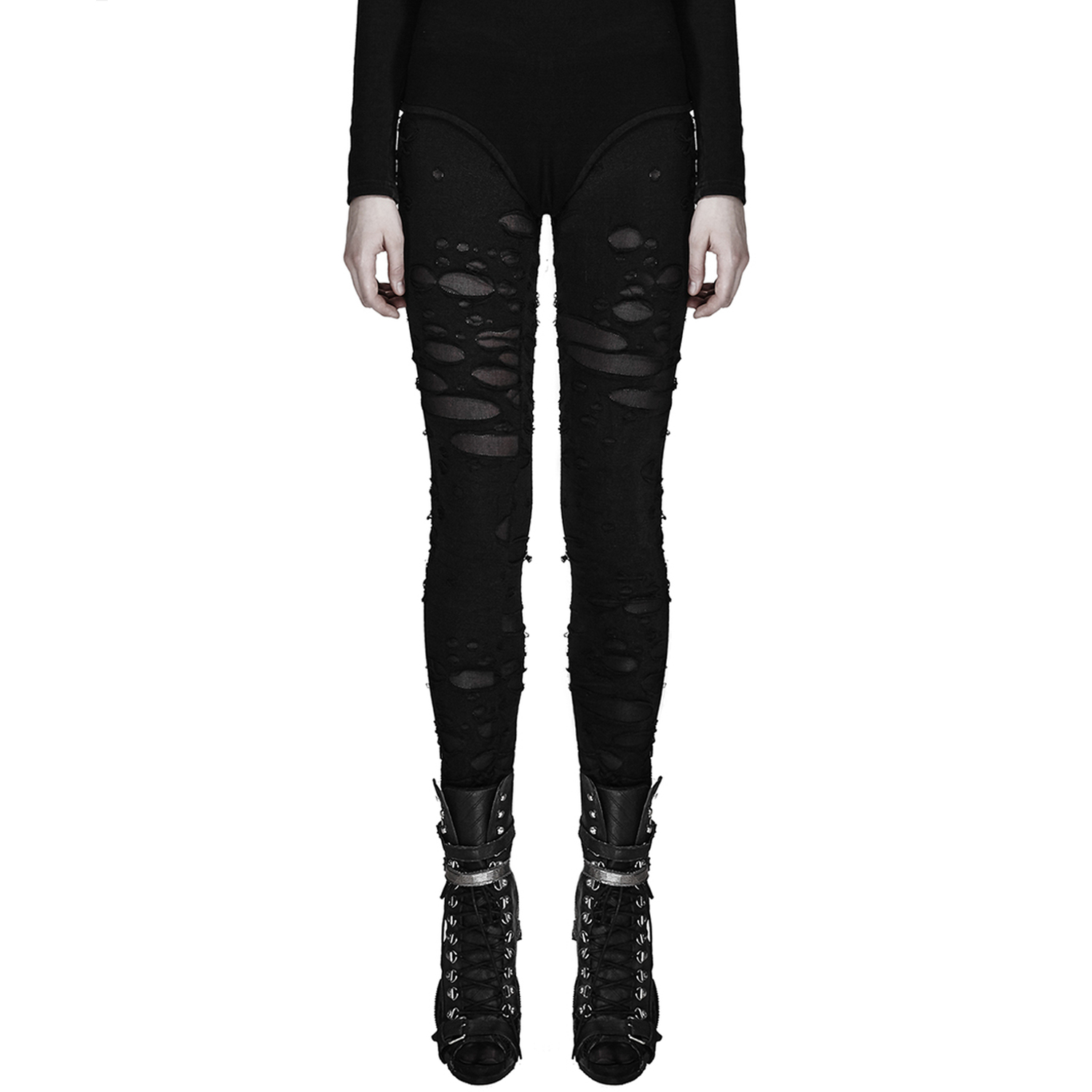 Black 'Ripped Off' Leggings by Punk Rave • the dark store™