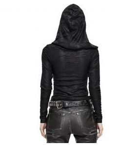 Black 'Badriyah' Long Sleeve Top with Oversized Hood