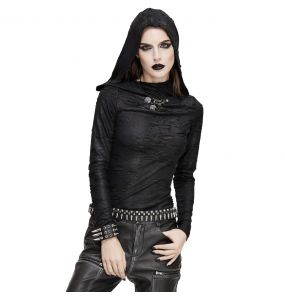 Black 'Badriyah' Long Sleeve Top with Oversized Hood
