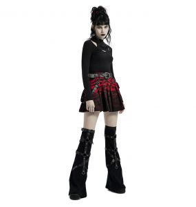 Red and Black 'Gehenna' Mini Skirt
