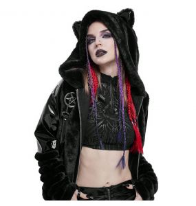 Black 'Car Ear' Winter Fur Jacket