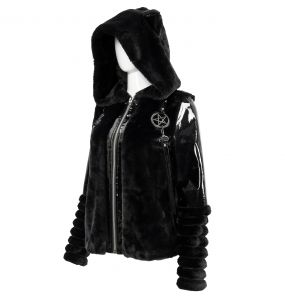 Black 'Car Ear' Winter Fur Jacket