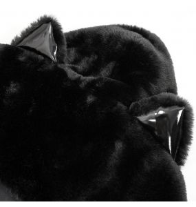 Black 'Car Ear' Winter Fur Jacket