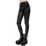 Black Faux Leather 'Hexagon' Patterned Trousers