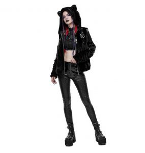 Black Faux Leather 'Hexagon' Patterned Trousers