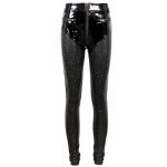 Black Faux Leather 'Hexagon' Patterned Trousers