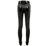 Black Faux Leather 'Hexagon' Patterned Trousers