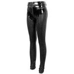 Black Faux Leather 'Hexagon' Patterned Trousers