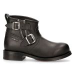 Black Itali Leather New Rock Ankle Boots
