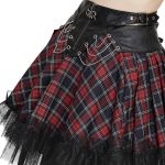 Tartan and Vegan Leather 'Punk Lace Up' Skirt