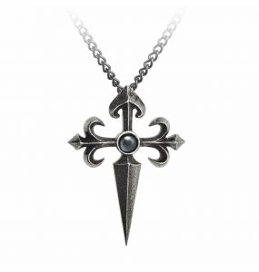 Alchemy Gothic Pewter Black Rosifix Rose Cross Heart Pendant Necklace P758