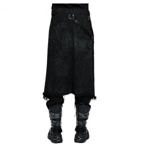 Black 'Goth Stylish' Male's Mid-Skirt Kilt