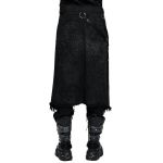 Black 'Goth Stylish' Male's Mid-Skirt Kilt