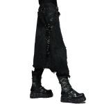 Black 'Goth Stylish' Male's Mid-Skirt Kilt