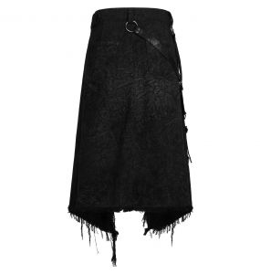 Black 'Goth Stylish' Male's Mid-Skirt Kilt