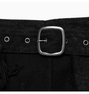 Black 'Goth Stylish' Male's Mid-Skirt Kilt