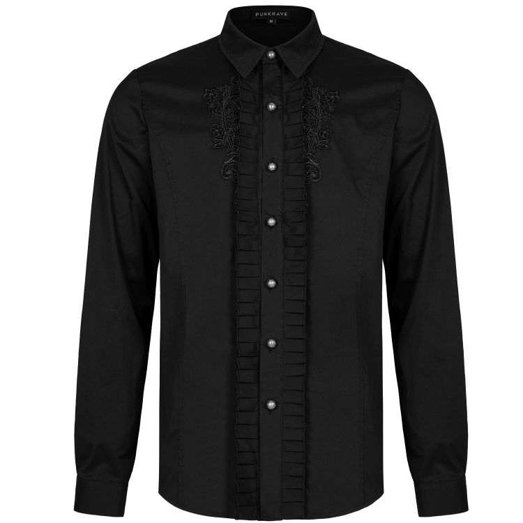 Black 'Goth Applique' Victorian Shirt by Punk Rave • the dark store™