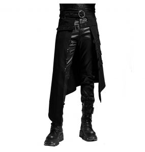 Black 'Dementor' Male's Asymmetric Mid-Skirt Kilt