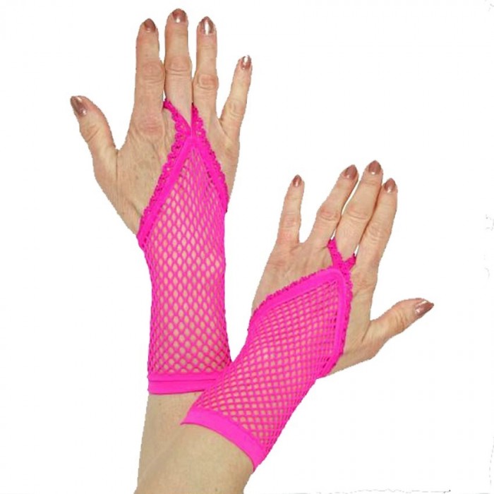 Pink Fishnet Gloves